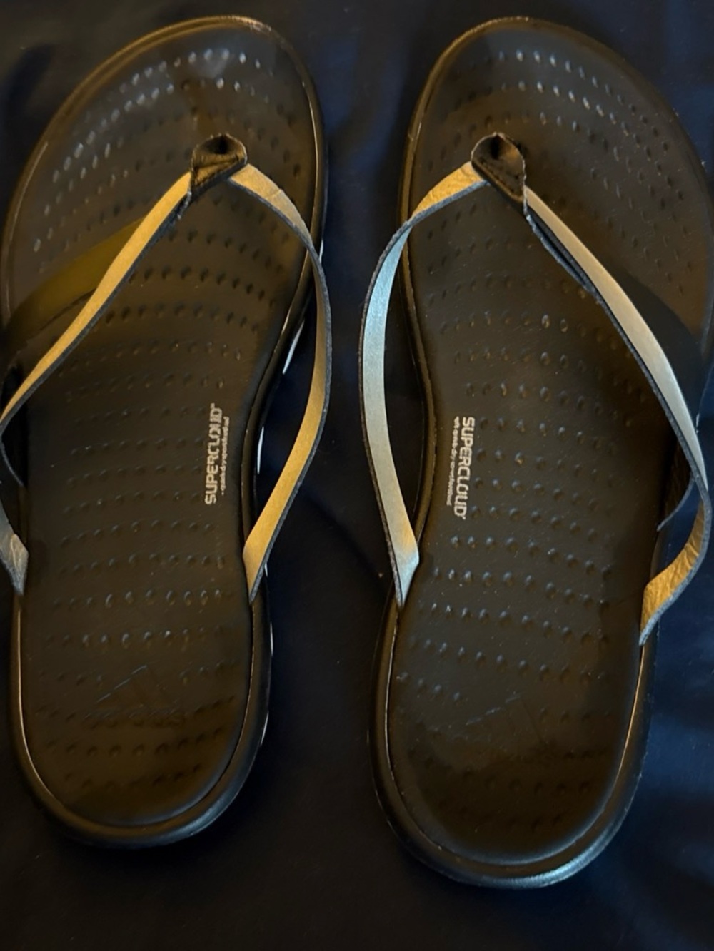 adidas Black Flip Flops with Silver Straps